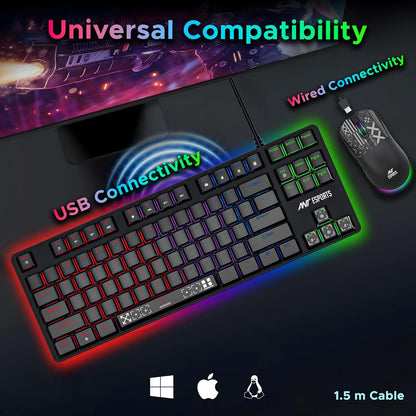 Ant Esports Thunder20 Wired Mechanical Gaming Keyboard and Mouse Combo Brown Switch_ Black