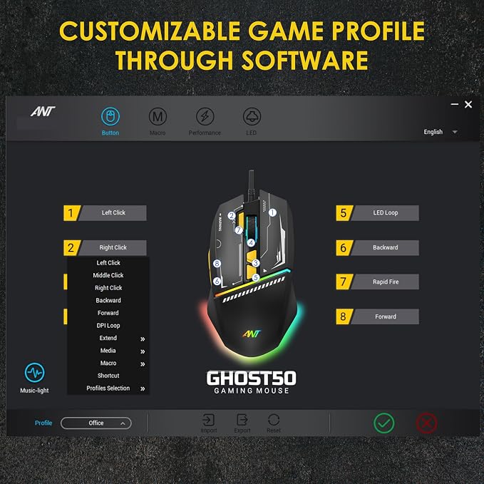 Ant Esports Ghost 50 Wired Optical Gaming Mouse
