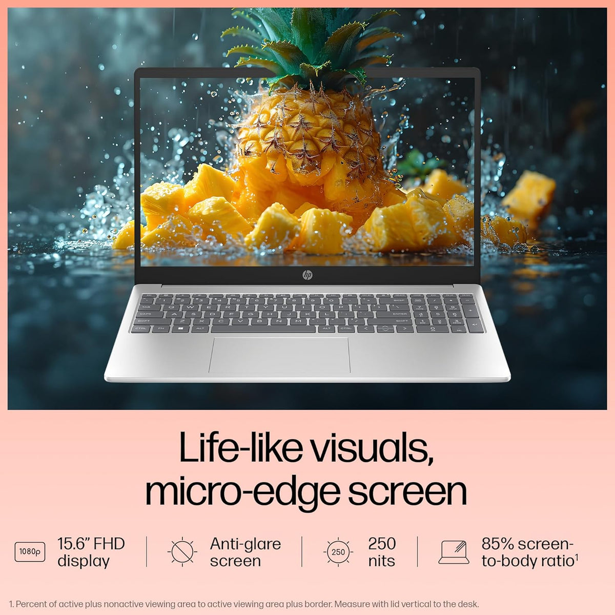 HP 15, 12 Gen Intel Core i5-1235U, 8GB DDR4, 512GB SSD, 15.6-inch(39.6cm), Anti-glare, Micro-edge, FHD Laptop, Intel UHD Graphics, 1080p FHD camera, Backlit KB(Win11, Office21, Silver,1.59kg) fd0070TU