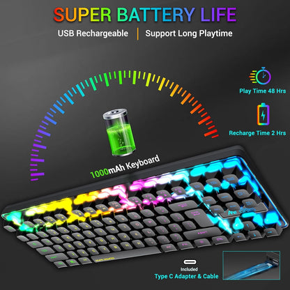 Ant Esports MK720 Pro V2 Membrane Wireless Gaming Keyboard Black