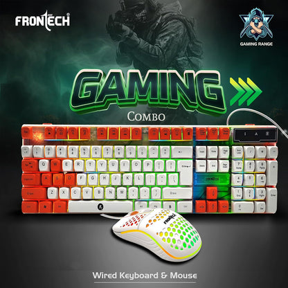 FRONTECH Nova Knight Gaming Keyboard and Mouse (KB-0043, Orange & White)