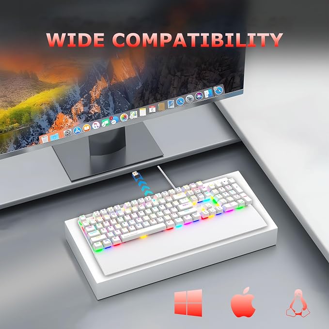 Ant Esports  MK4100 RGB Mechanical Gaming Keyboard - White - Red Switches