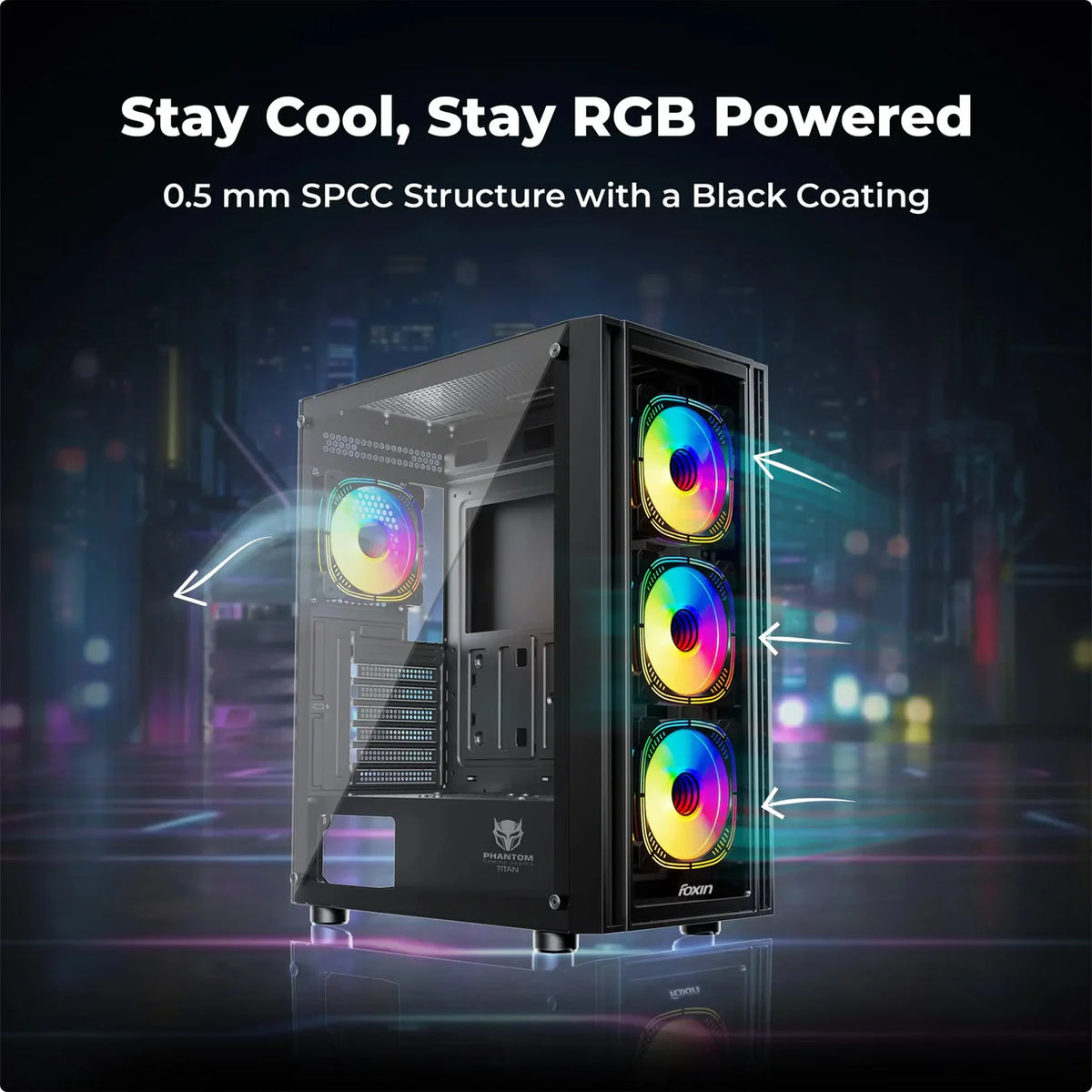 Foxin Titan Mid Tower Computer Case/Gaming Cabinet