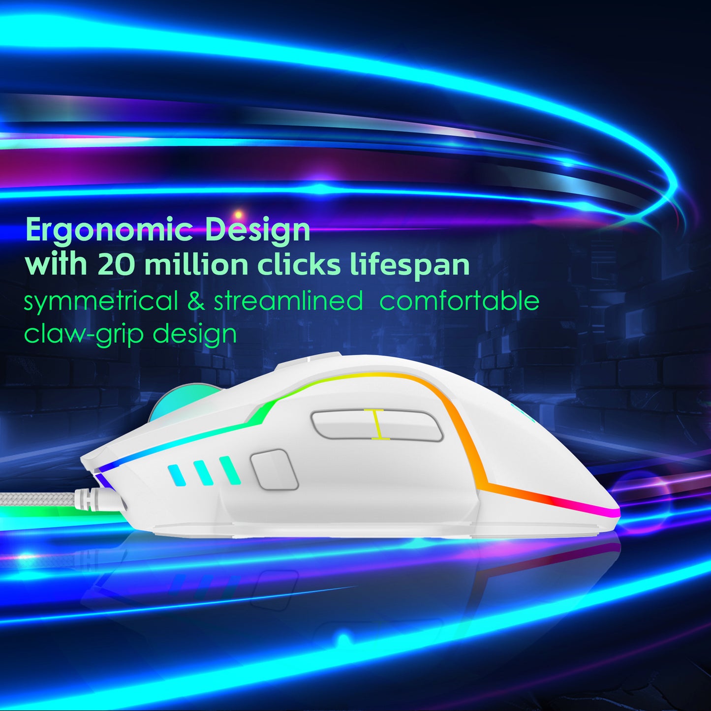 Ant Esports GM320 12800DPI RGB Wired Gaming Mouse White