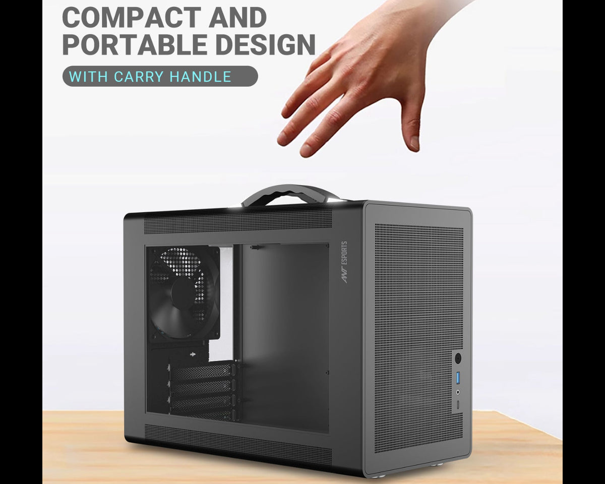 Ant Esports Box C Air Mini Tower Micro-ATX, Mini-ITX Grey Cabinet 120mm Fan