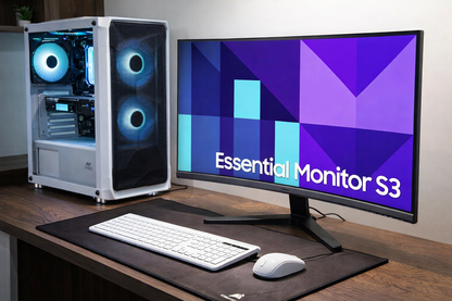 Gaming PC AMD Ryzen5 5500GT/B450M/16GB Ram/500GB SSD/Gaming Keyboard Mouse/Samsung 27" 100Hz Curved Monitor