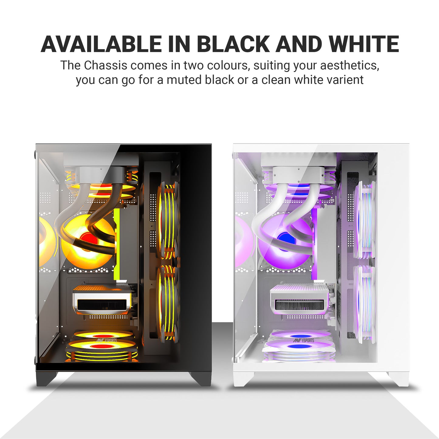 Ant Esports crystal Z2 Mid-Tower Micro-ATX, Mini-ITX White Cabinet 3x120mm Fan