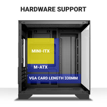 Ant Esports crystal Z2 Mid-Tower Micro-ATX, Mini-ITX Black Cabinet 3x120mm Fan