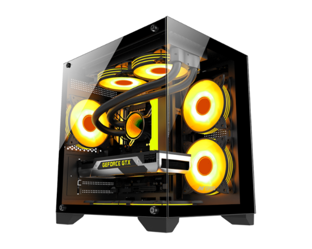 Ant Esports crystal Z2 Mid-Tower Micro-ATX, Mini-ITX Black Cabinet 3x120mm Fan