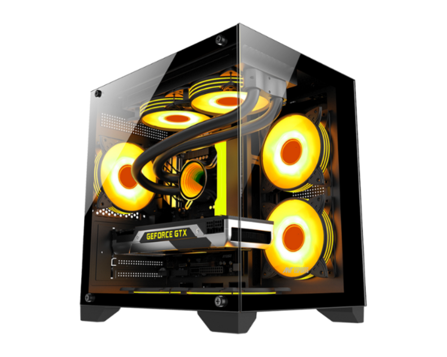 Ant Esports crystal Z2 Mid-Tower Micro-ATX, Mini-ITX Black Cabinet 3x120mm Fan