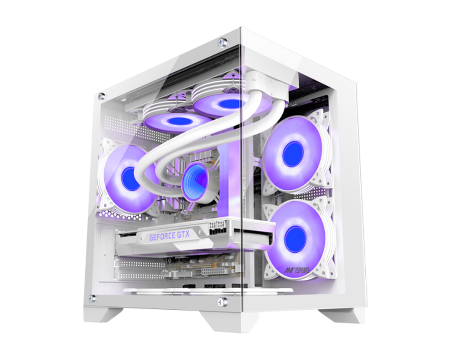 Ant Esports crystal Z2 Mid-Tower Micro-ATX, Mini-ITX White Cabinet 3x120mm Fan