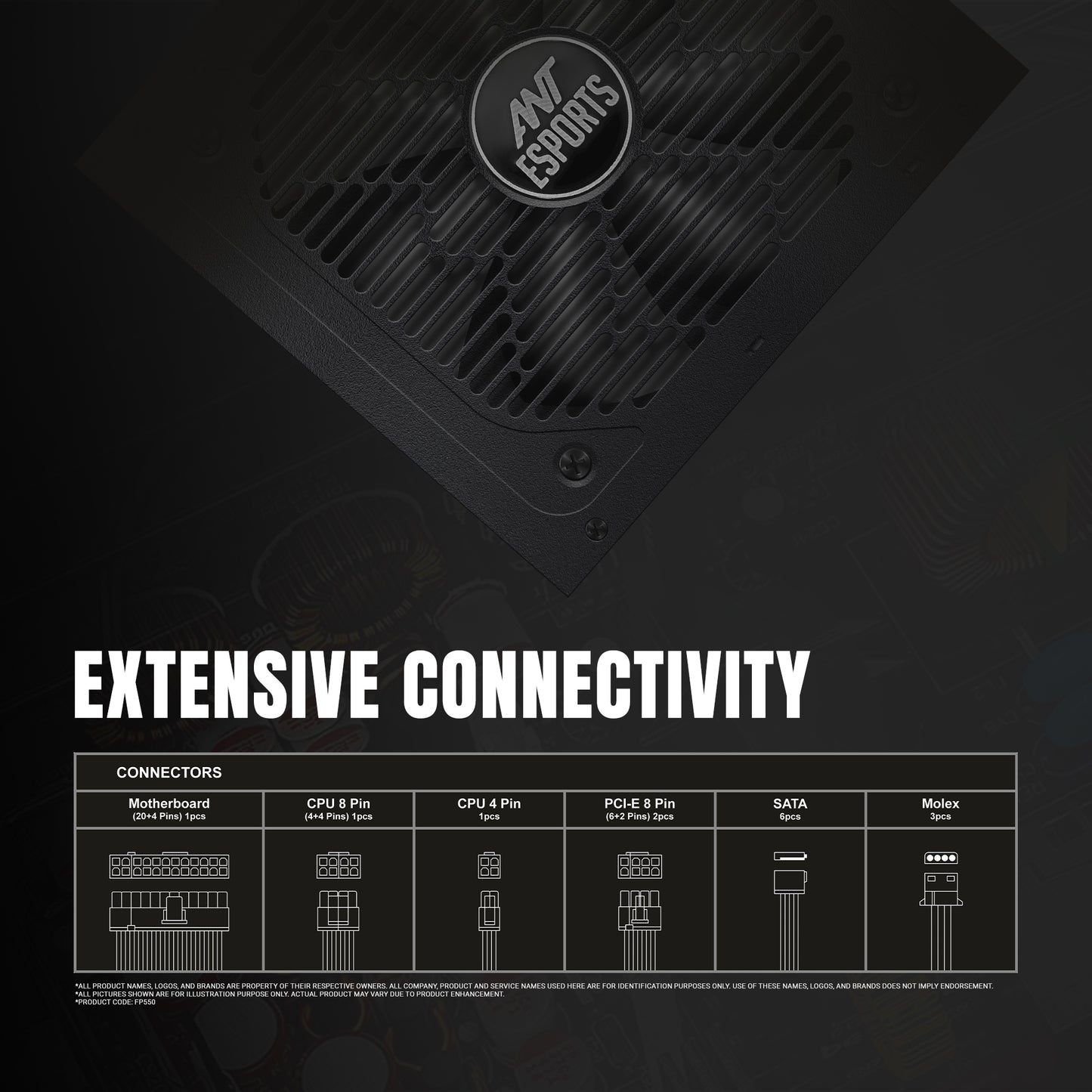 Ant Esports FG650 Force 650W 80+Gold Black Power Supply