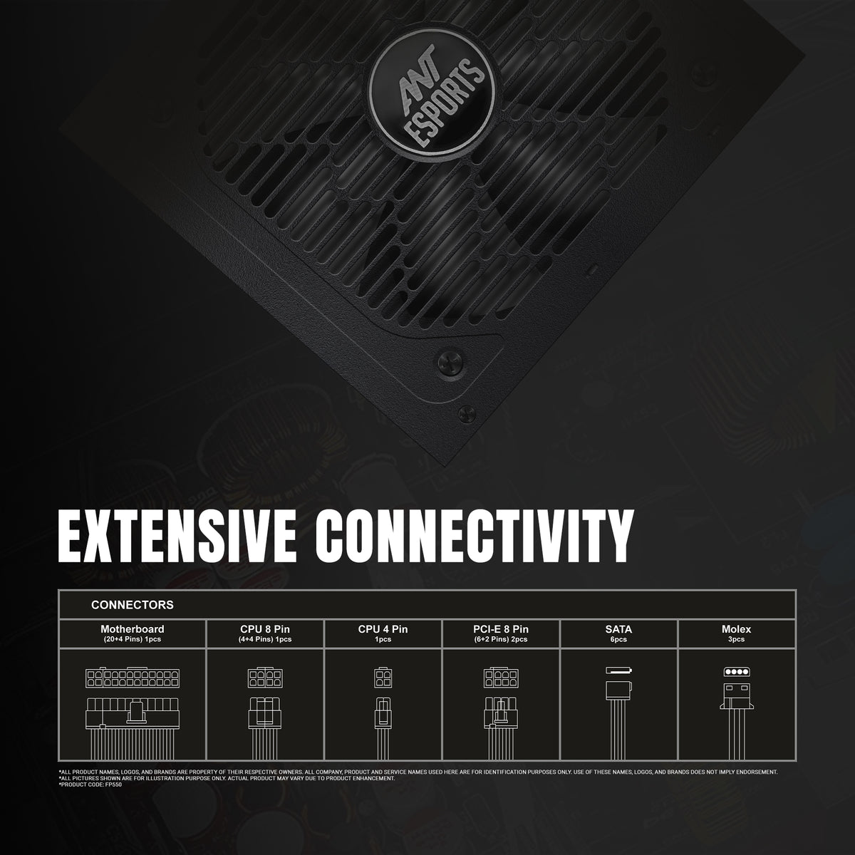 Ant Esports FG650 Force 650W 80+Gold Black Power Supply