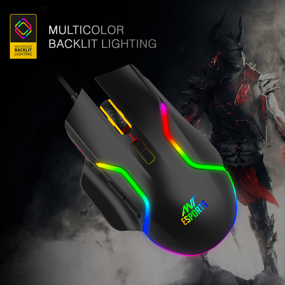 Ant Esports GM340 12800DPI RGB wired Gaming Mouse Black