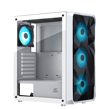 Ant Esports ICE-112 Mid Tower (ATX/M-ATX/ITX) Gaming Cabinet White 4x120mm Fans