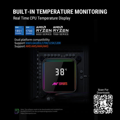 Ant Esports ICEStorm-240 240mm ARGB AM5/LGA1851 Black AIO Liquid Cooler