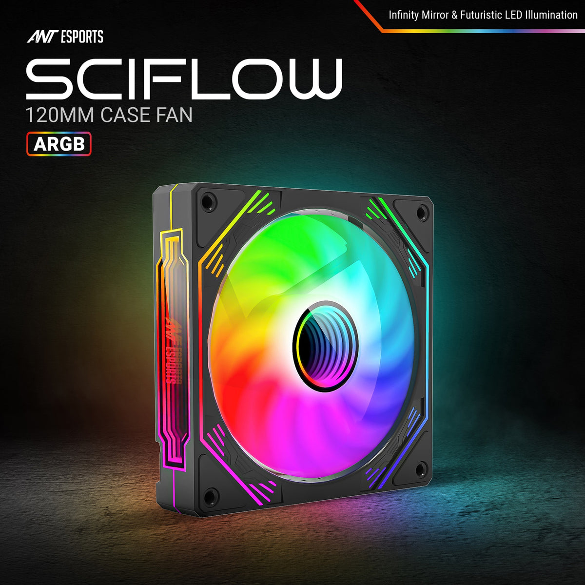 Ant Esports Sciflow 120mm ARGB 3 IN 1 ARGB Case Fan Kit - Black