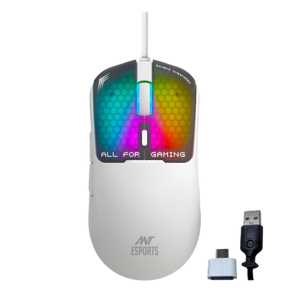 Ant Esports Virtus100 White Wired Gaming Mouse 12800 DPI