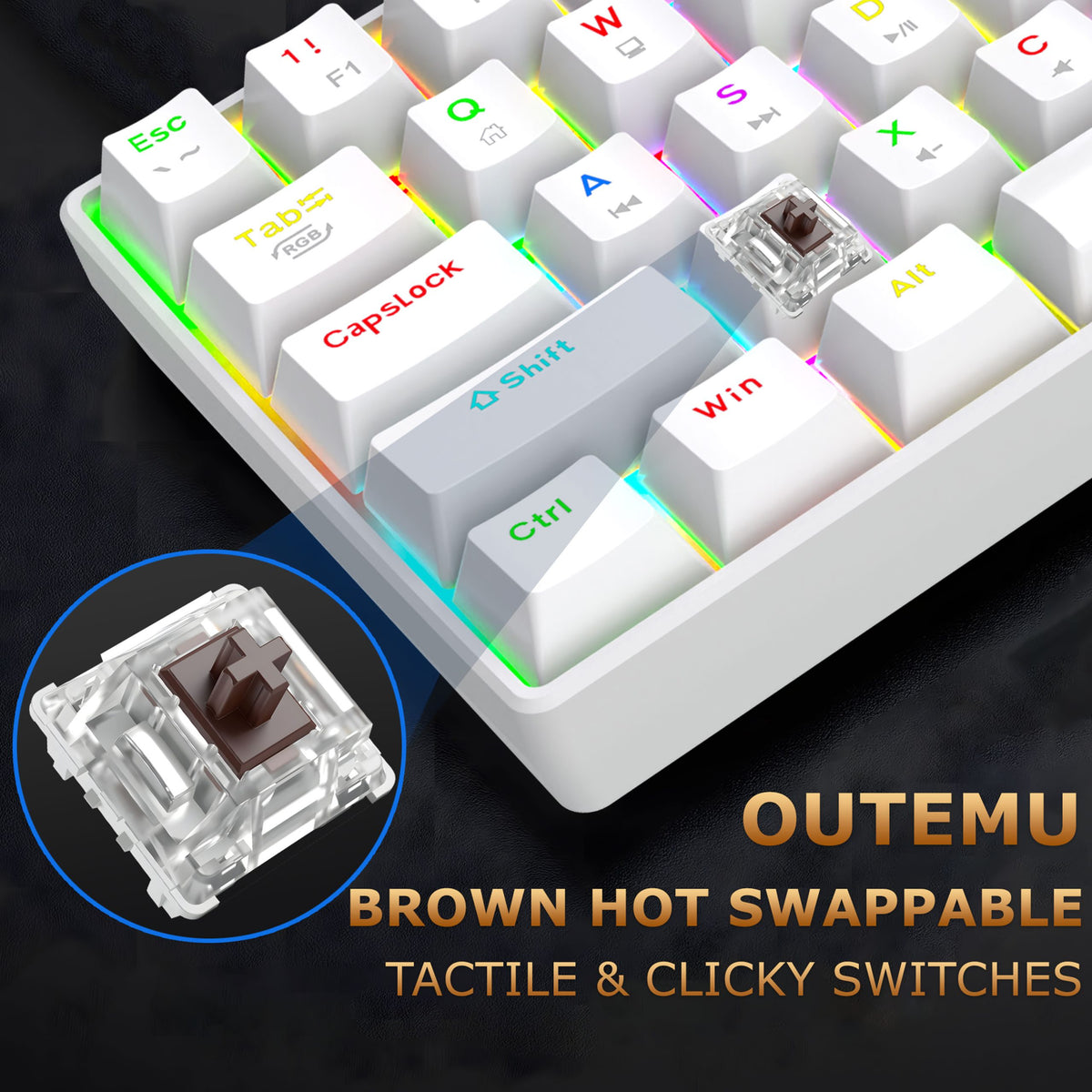 Ant Esports MK1300 V2 Mechnical Wired Gaming keyboard with RGB (White)