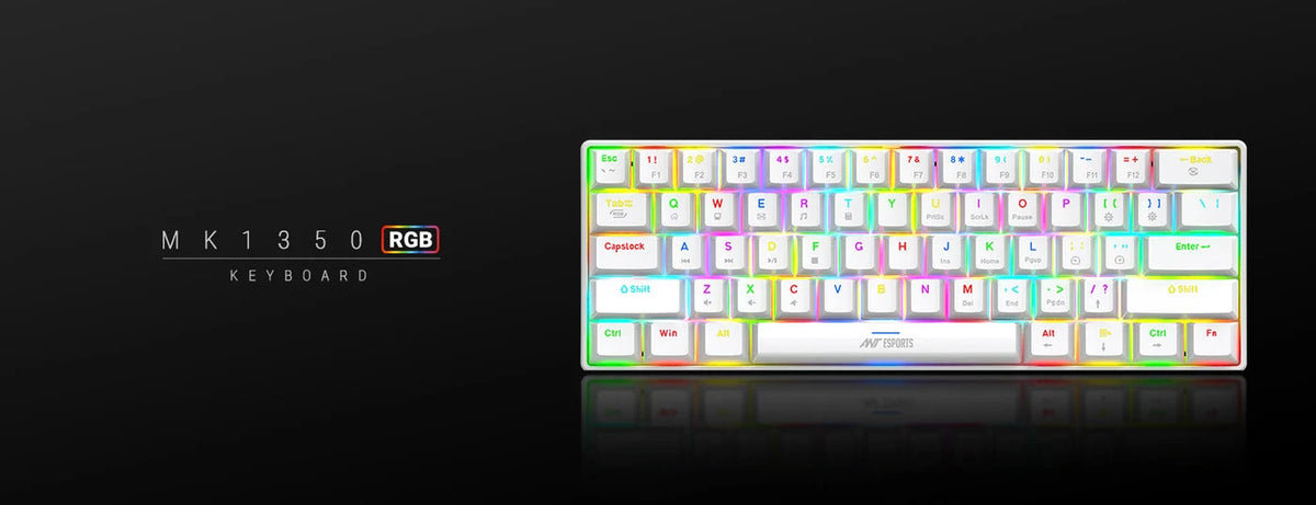 Ant Esports MK1350 Mini Wired Mechanical Gaming Keyboard - White