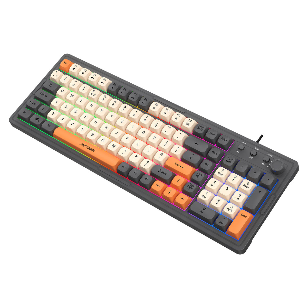 Ant Esports MK800 Pro Membrane wired Gaming Keyboard (Grey, Beige, Orange)
