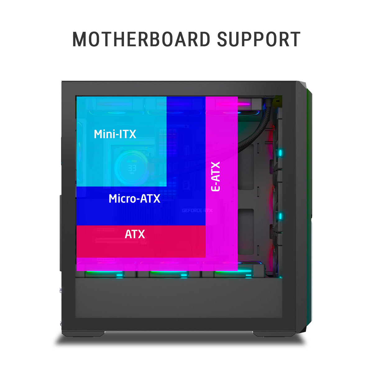 Ant Esports MeshX360 Mid Tower (E-ATX/ATX/M-ATX/M-ITX) Black Cabinet 4x120mm Fans