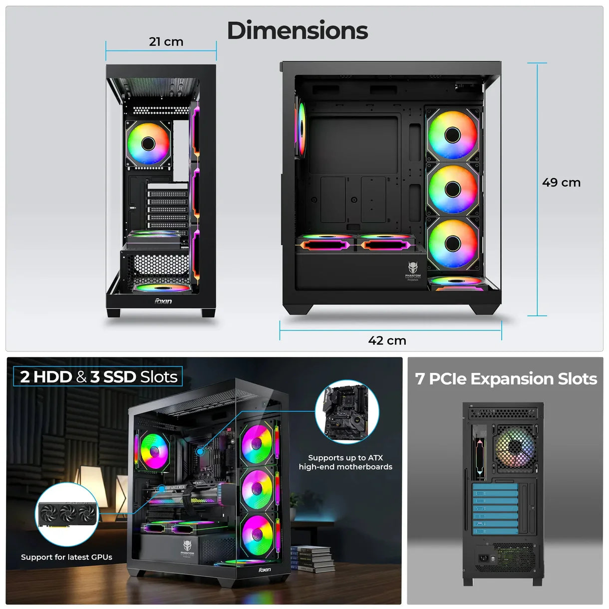 Foxin Phoenix Mid Tower Computer Case/Gaming Cabinet