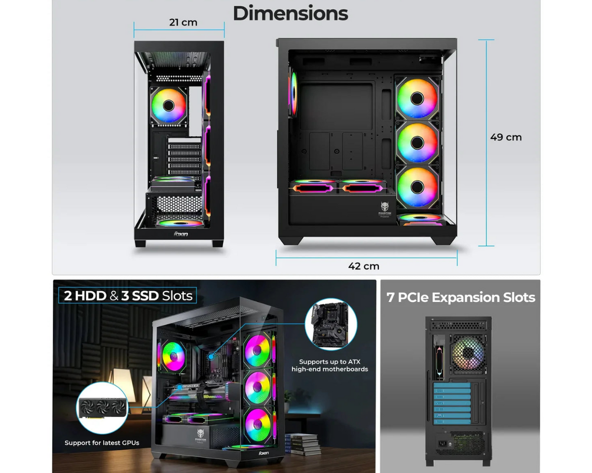 Foxin Phoenix Mid Tower Computer Case/Gaming Cabinet