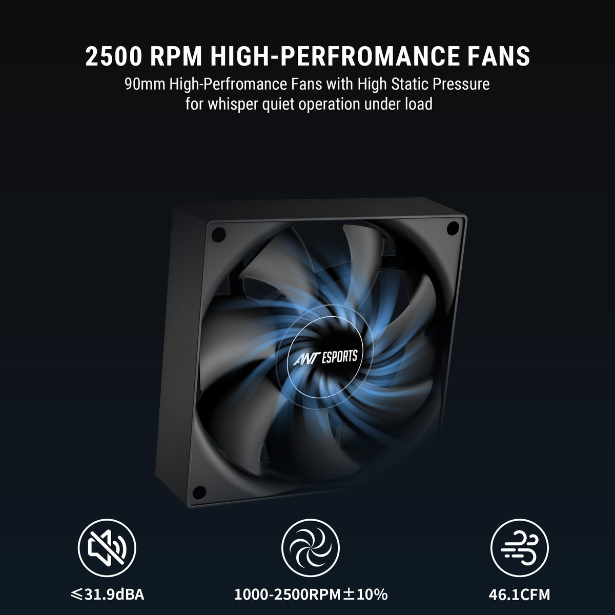 Ant Esports V4 Digital ARGB LGA1851/AM5 Black CPU Air Cooler