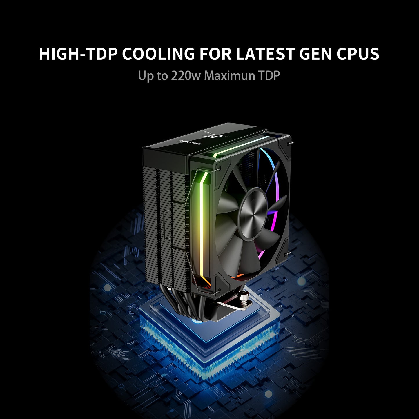 Ant Esports V6 Digital ARGB LGA1851/AM5 Black CPU Air Cooler