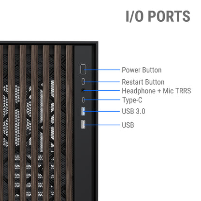 Ant Esports Zen Wood C3 Mid-Tower ATX, Micro-ATX, Mini-ITX Black Cabinet 4x120mm