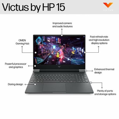 HP Victus 15 15-fa2700TX Gaming Laptop (Intel Core i5-13420H/16 GB/512 GB SSD/6GB-Geforce/Windows 11 Home/MSOffice/Full HD), 39.62 cm - 15.6 inch, Mica Silver