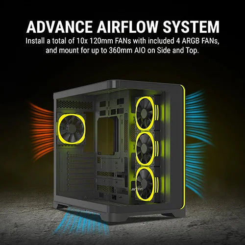 Ant Esports Crystal ARC Mid Tower Black Cabinet