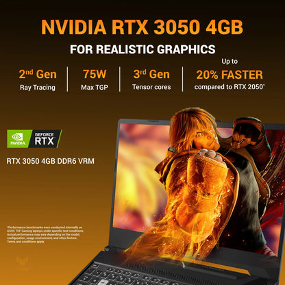 ASUS TUF Gaming A15, Gaming Laptop, AMD Ryzen 7 170 Processor (16GB/512GB/RTX 3050/39.62 cm (15.6) FHD/Windows 11 Home/Office Home 2024 + M365 Basic (1 Year Validity)*) FA506NCQ-HN007WS