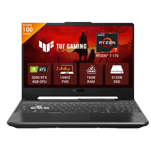 ASUS TUF Gaming A15, Gaming Laptop, AMD Ryzen 7 170 Processor (16GB/512GB/RTX 3050/39.62 cm (15.6) FHD/Windows 11 Home/Office Home 2024 + M365 Basic (1 Year Validity)*) FA506NCQ-HN007WS