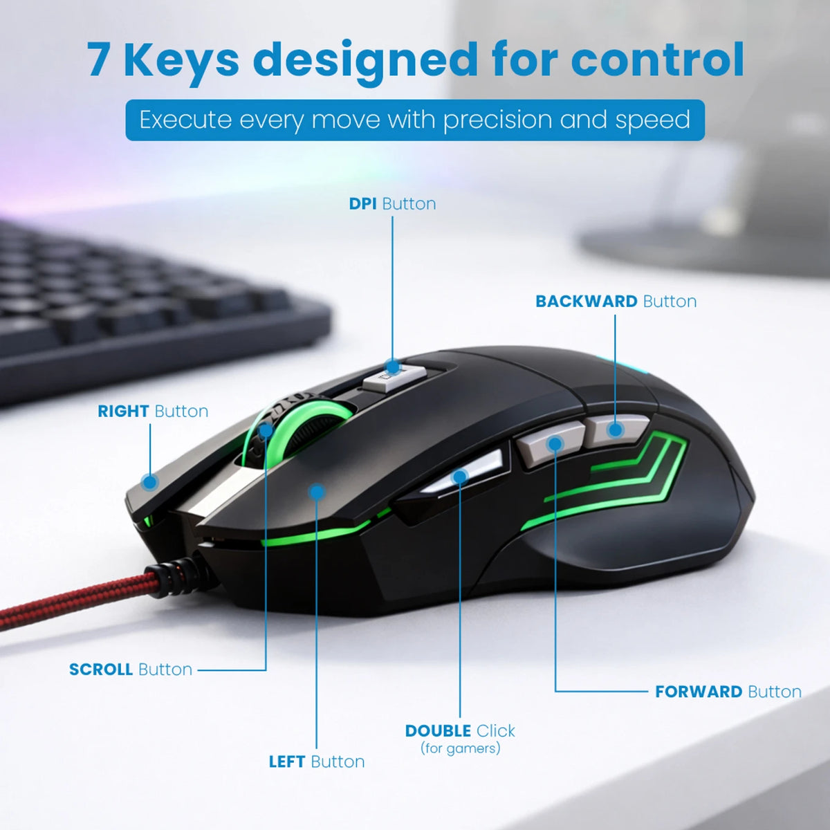 Lapcare LOX-509 Champ Wired RGB Gaming Mouse (Black)