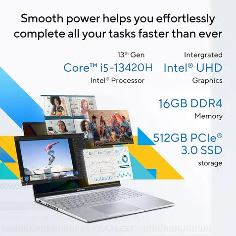 ASUS Vivobook 16, Everyday Laptops, Intel Core i5-13420H (16GB/512GB/Intel UHD Graphics/40.64 cms (16) WUXGA/Windows 11 Home/Office Home 2024 + M365 Basic (1 Year Validity)*) X1605VA-MB1627WS